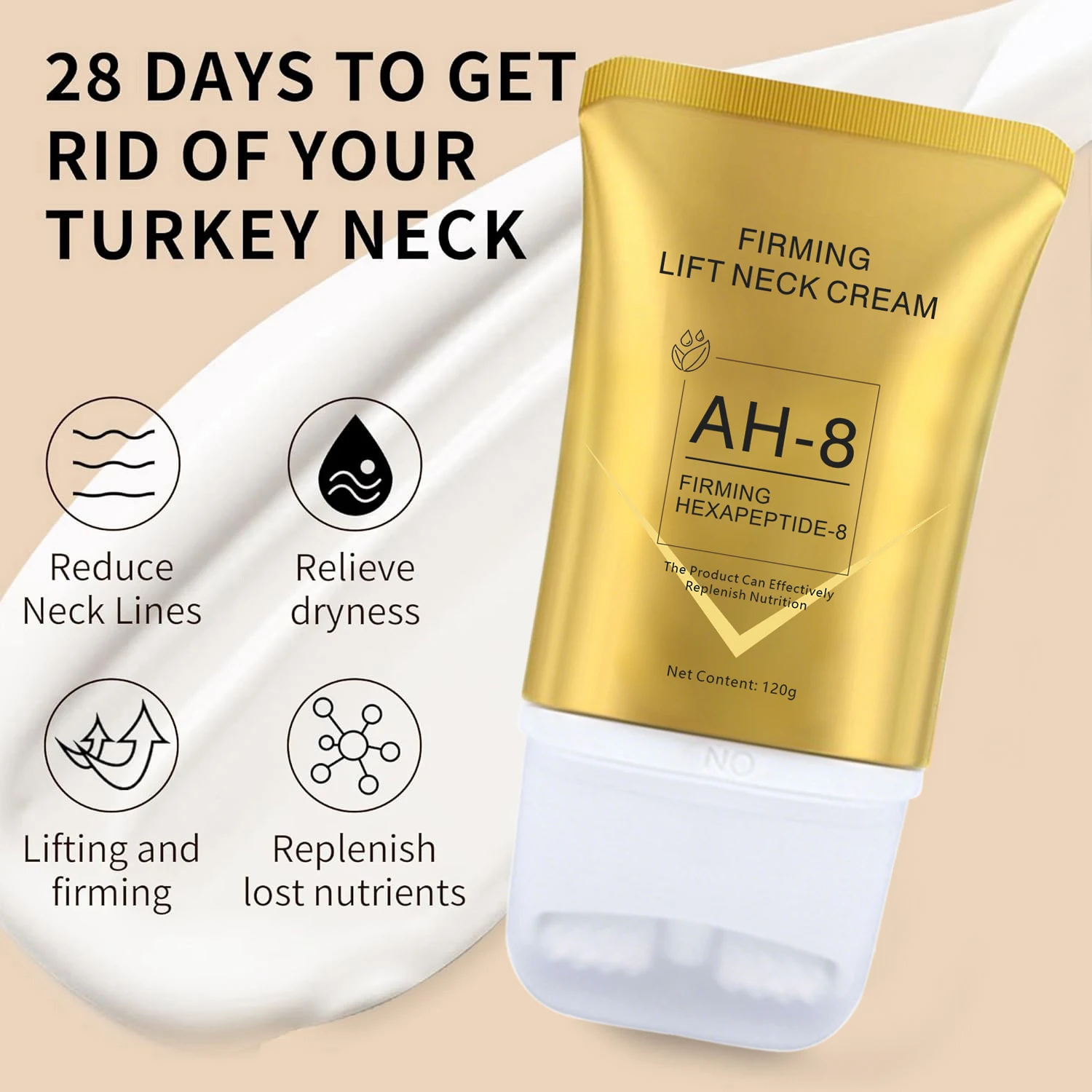 120g Roller Neck Cream Massage Better Absorb Lift Firm Turkey Neck In 28 Days With Firm Hexapept 8 ah 8 Tighten Smooth Skin
