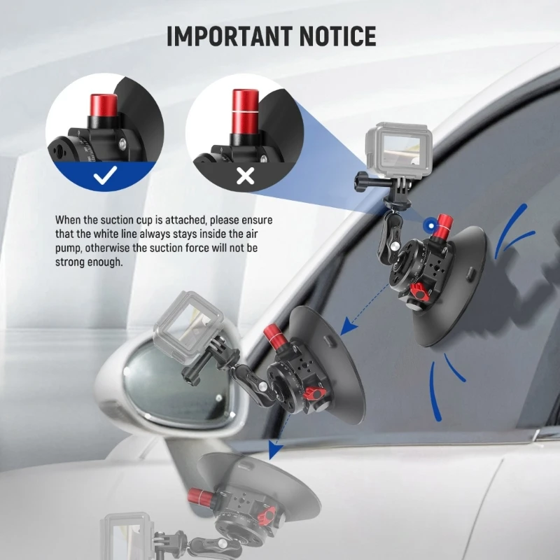 2025 Kim Loại Mới Hút Gắn Xoay 360 Độ Với 1/4 3/8in Lỗ Gắn