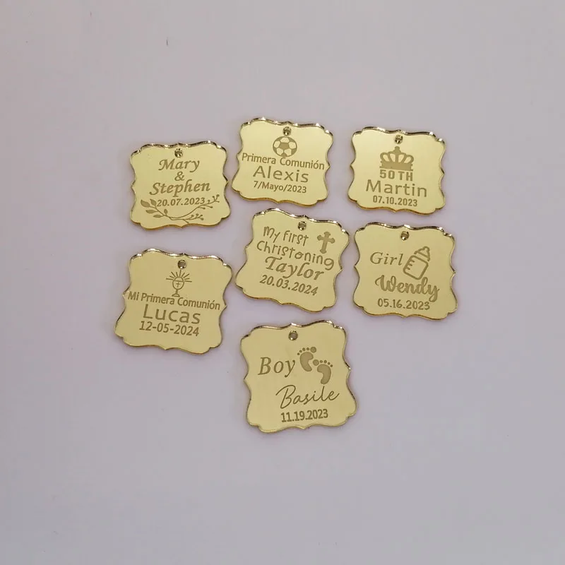 

Personalized Engraved Text Mirror Tags Custom Party Guest Gifts Decorative Tag Label Gift Boxes/Gift Bags Hanging Tag Pendant