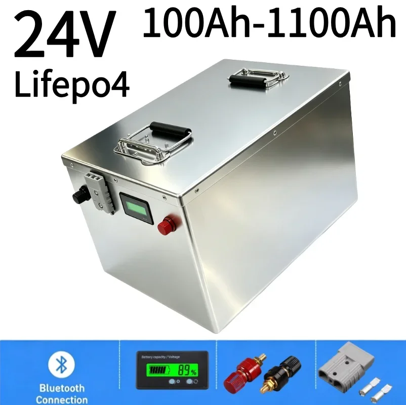 24V LiFePO4 Rechargeable Battery 100‑1100Ah Deep Cycle Lithium Iron Phosphate Battery For Solar 2000W System UPS Trolling Motor