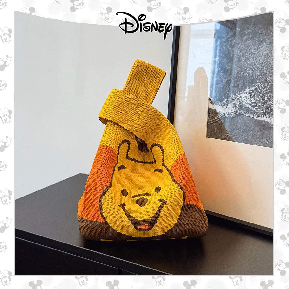 حقيبة يد ديزني ليزر اللطيفة ذات اللون الصلب ويني آند لوتسو مطبوعة خفيفة الوزن وناعمة للتنزهات والتسوق