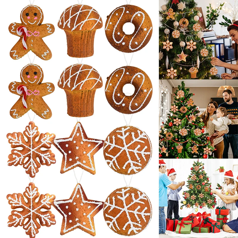 Christmas Tree Pendant Foam Ball Snowflake Star Gingerbread Man Donut Hanging Ornament Merry Xmas Decorati New Year Gift Navidad