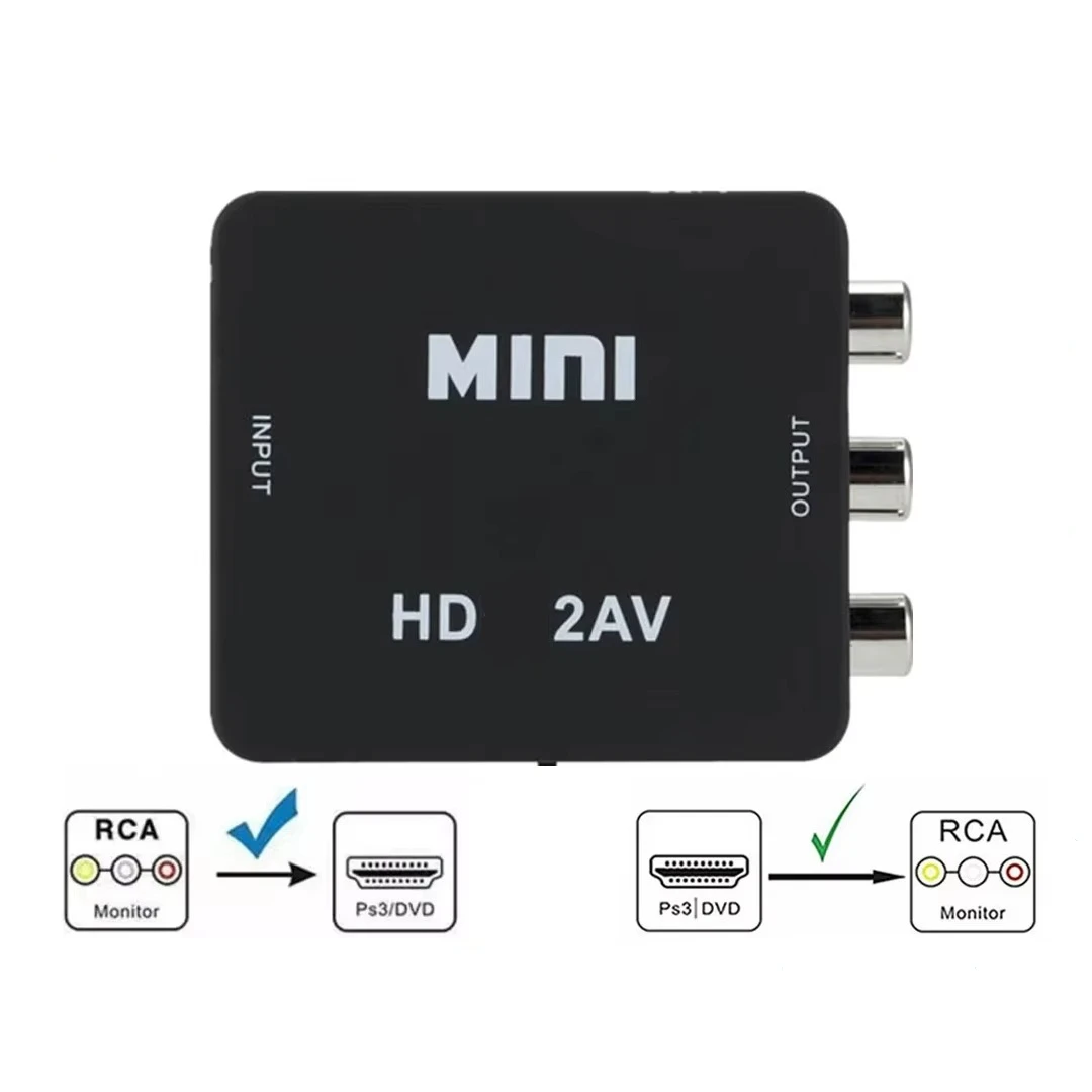 Mini HD to AV RCA CVBS Converter 1080P HD2AV Video Audio Scaler Adapter for Old TV PS3 PC Laptop TV Box