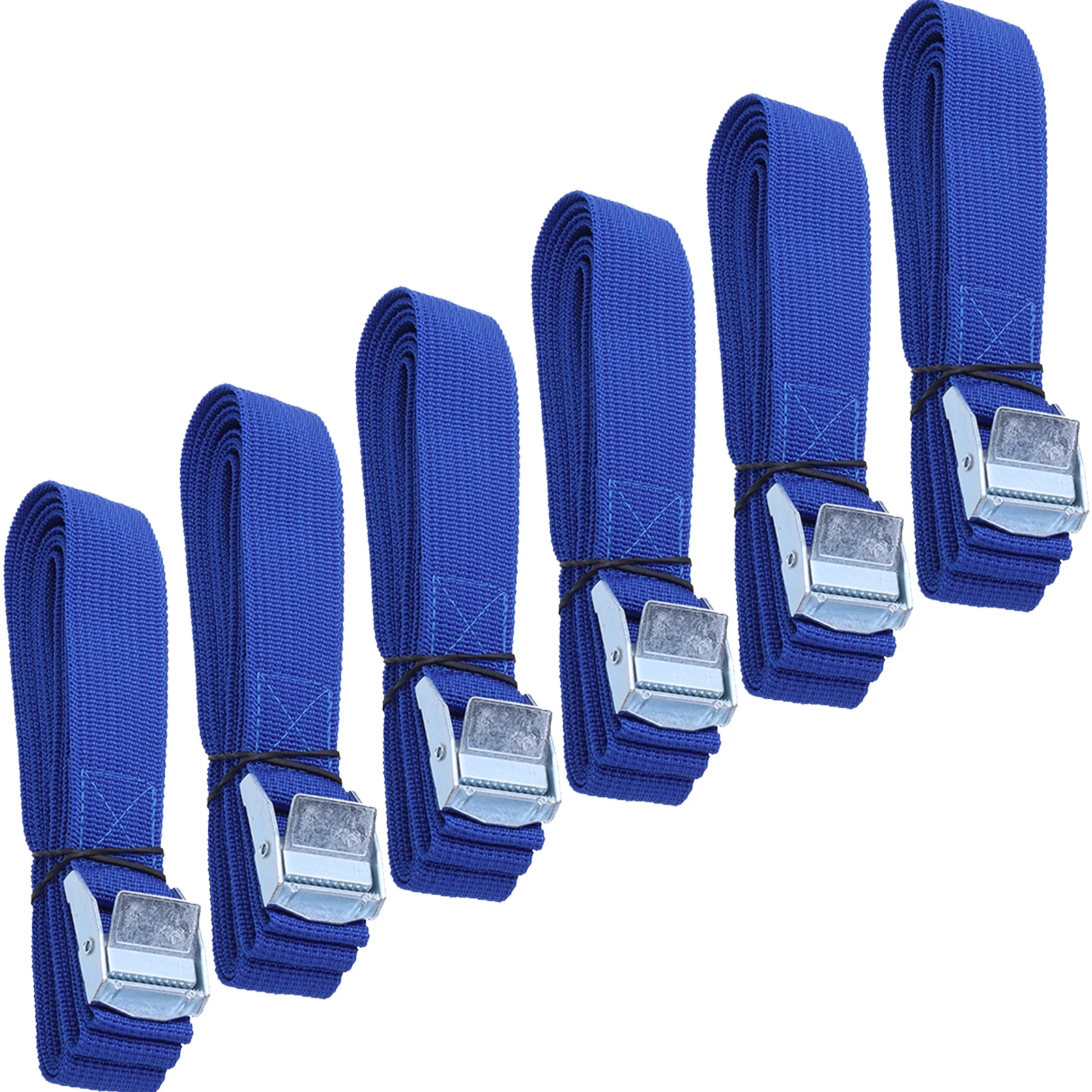 

6Pcs Durable Lashing Straps with Metal Cam Buckle for Cargo Tie Down Car Roof Luggage Kayak Canoe Paddle Board Blue