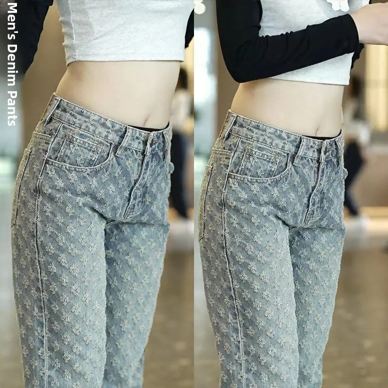 

Cool Handsome Wide Leg Jeans Men's Hiphop Fashion Denim Loose Fit Casual Straight Cut Torn Resistant Youth Popular Jeans