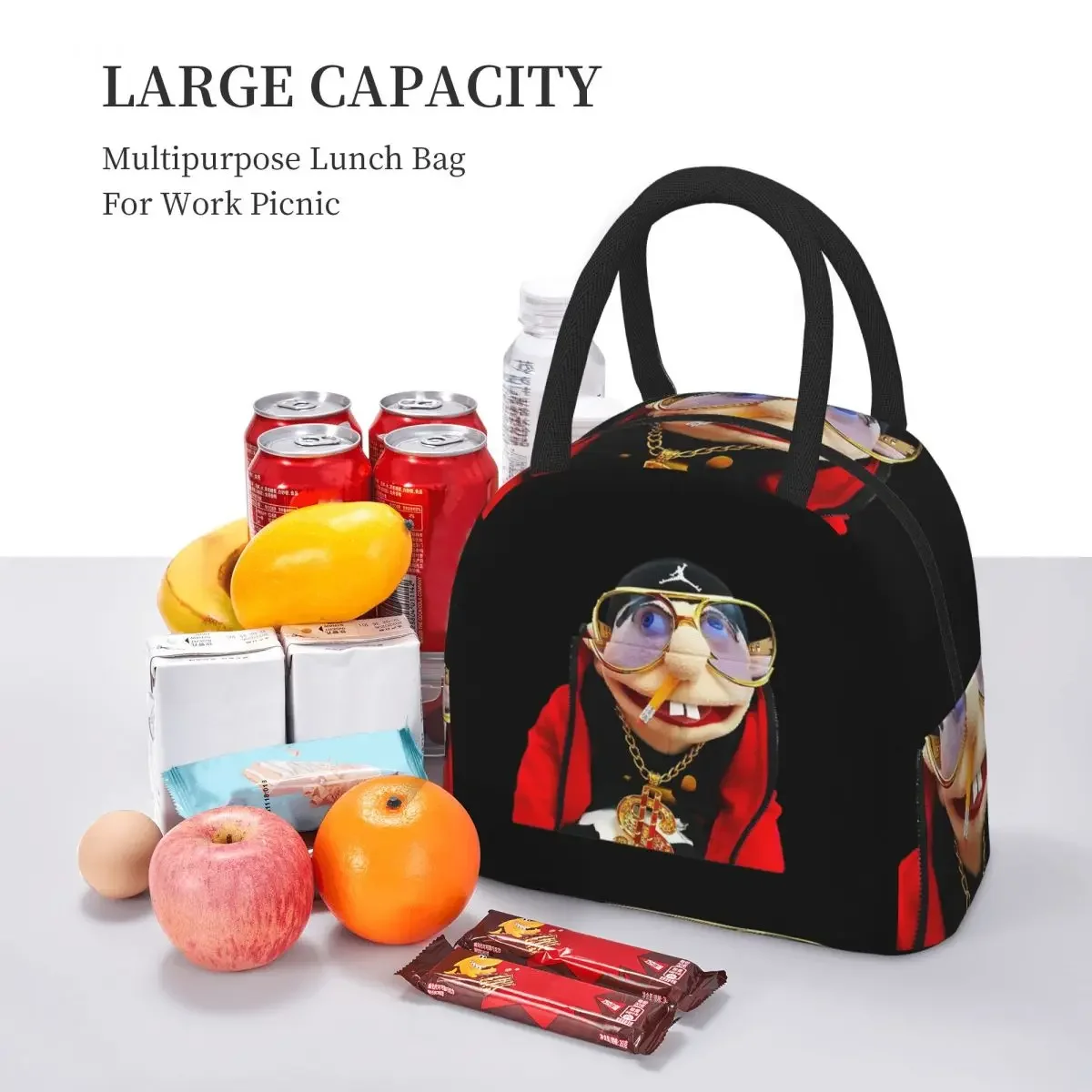 SML Rapper Jeffy Insulated Lunch Bag for Kids School Cooler Thermal Food Box Tote Portable Lunch Boxes Container