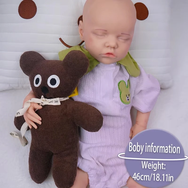 Silikonowa lalka Reborn dziewczynka Loulou, całe ciało, 46 cm, 1:1, realistyczna silikonowa Bebe, lalka noworodka do mycia dla dzieci, do nauki.