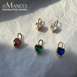 eManco Heart-shaped Zircon Pendant Stainless Steel Pendant Necklace Accessaries Bracelet Charms for DIY Jewelry Making