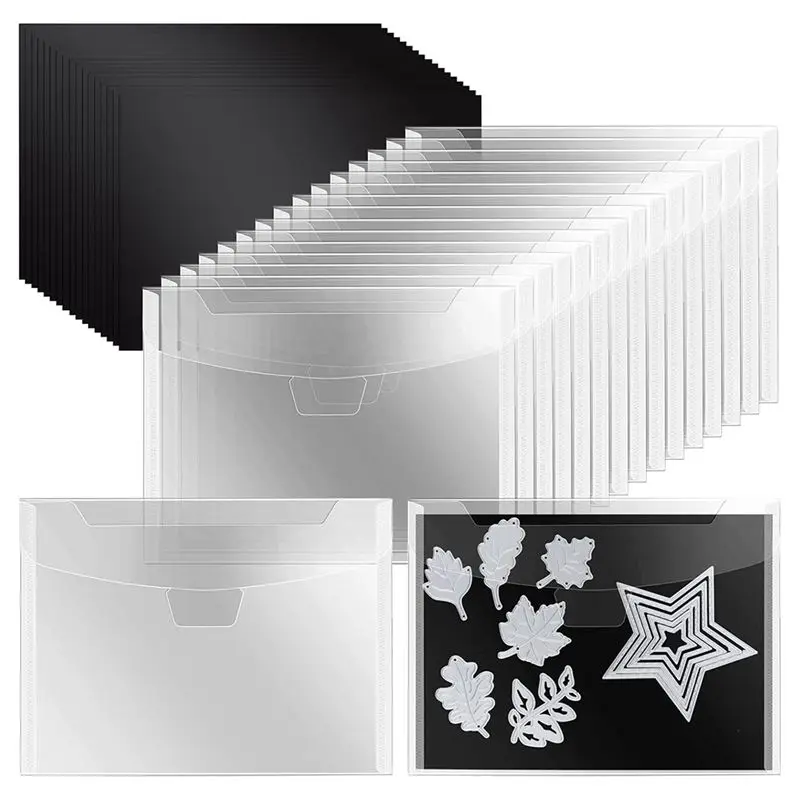 

ABMO 48 Pcs Stamp And Die Storage Pockets With Rubber Magnetic Sheets, Waterproof Reusable Sticker Organizer Receipt Holder