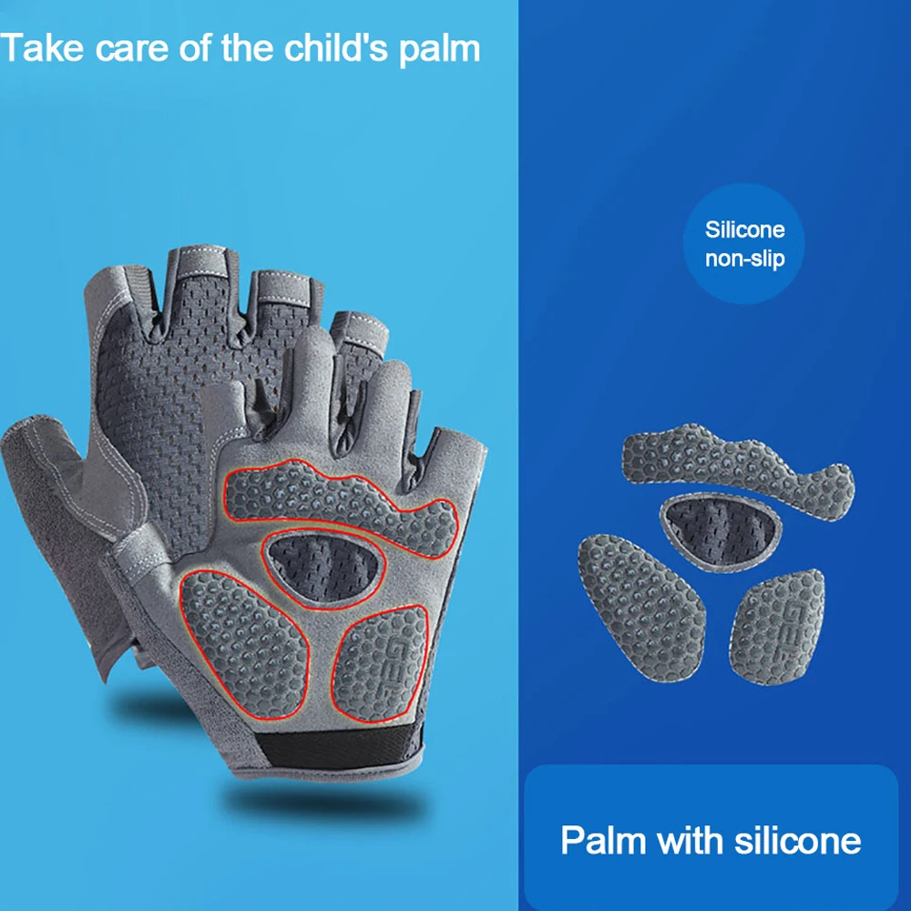 1 Paar Kinder-Fahrradhandschuhe, atmungsaktiv, halbe Finger, Fahrradhandschuhe, rutschfeste Fäustlinge für Outdoor-Sportarten, Rollschuhlaufen – Detail 2