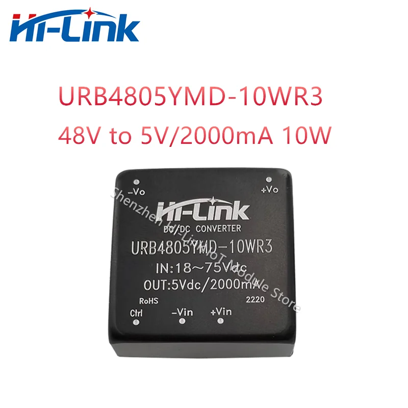 Hi-Link 48V untuk 5V 2A 10W DC DC modul daya URB4805YMD-10WR3 18-75V Input 1500Vdc isolasi DC ke DC Mini Transformer daya