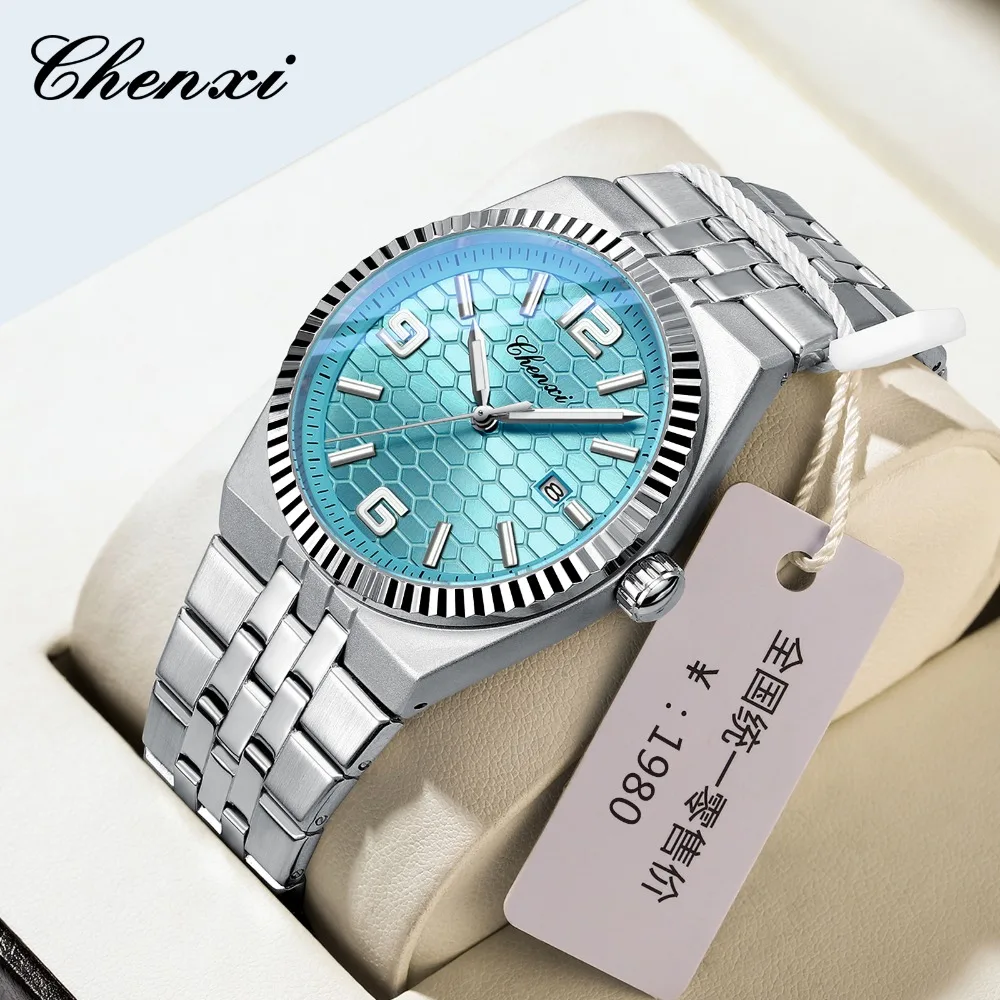 

CHENXI 8280Новые роскошные мужские часы со стальным ремешком, модные деловые водонепроницаемые часы с календарем для мужчин, Relogio Masculino Reloj Hombre