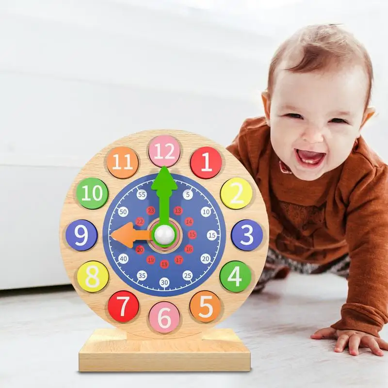 Teaching Clocks For Kids Wooden Learn To Tell Time Clock For Kid Colorful Telling Time Analog Clock Learning Clock For Toddler