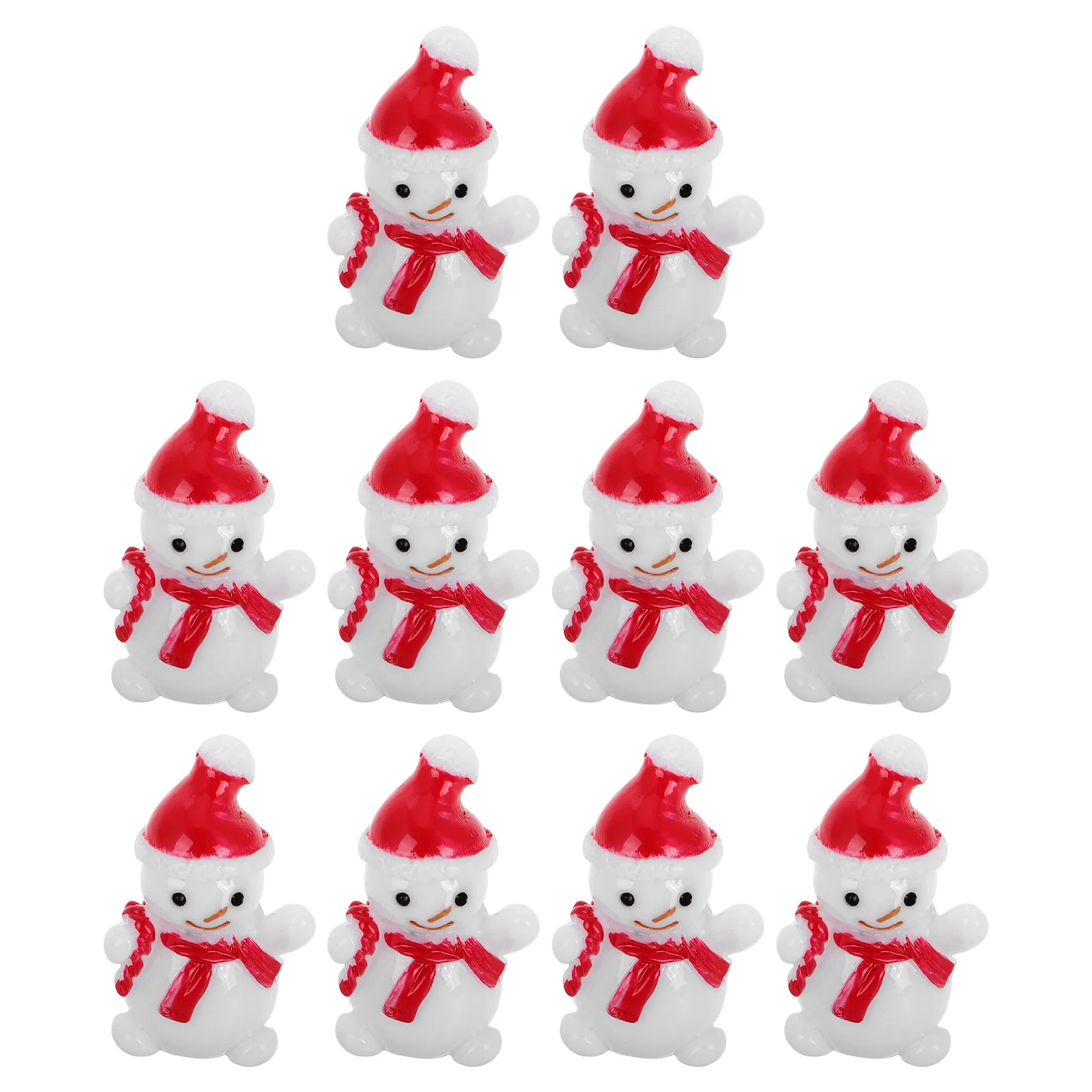 10 Pcs Mini Snowman Christmas Figurines for Globes Xmas Ornaments Decorations Outdoor Resin Craft DIY Adornment Winter