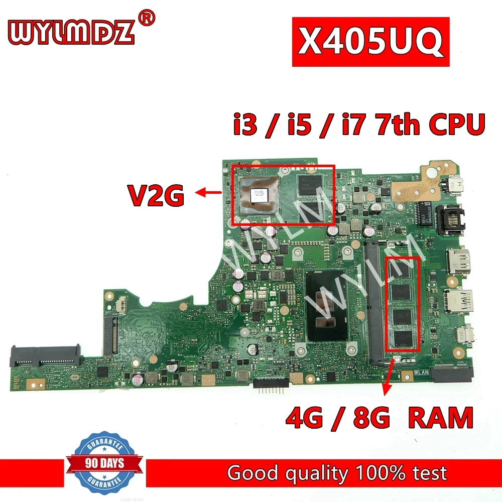 X405UQ i3/i5/i7CPU 4G/8G RAM V2G GPU Mainboard For Asus S4100U X405UA X405URP X405UR X405UB A405U V405U S405U Laptop Motherboard