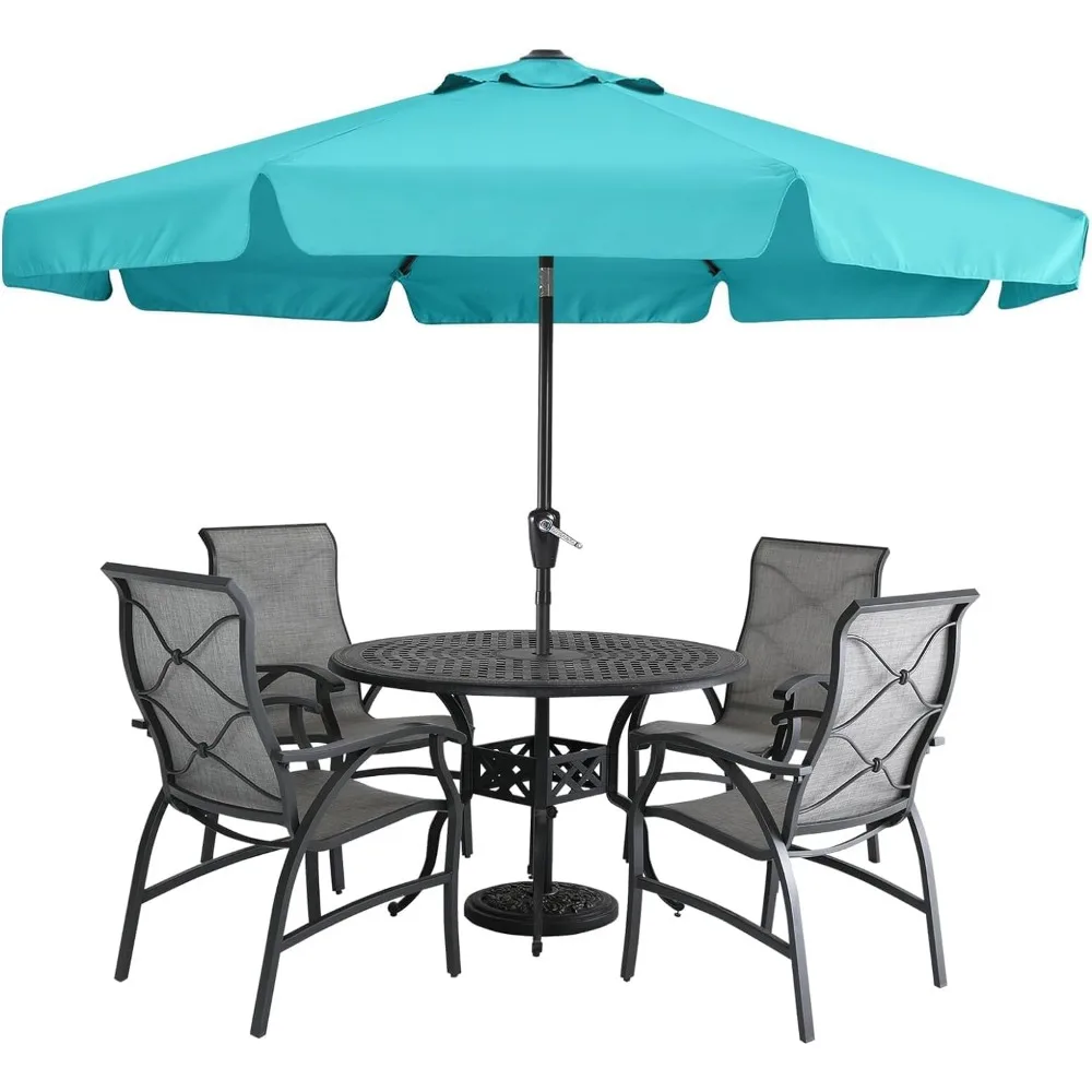 9ft Turquoise Patio Umbrella with 8 Ribs for Outdoor Table Market, Durable and Stylish