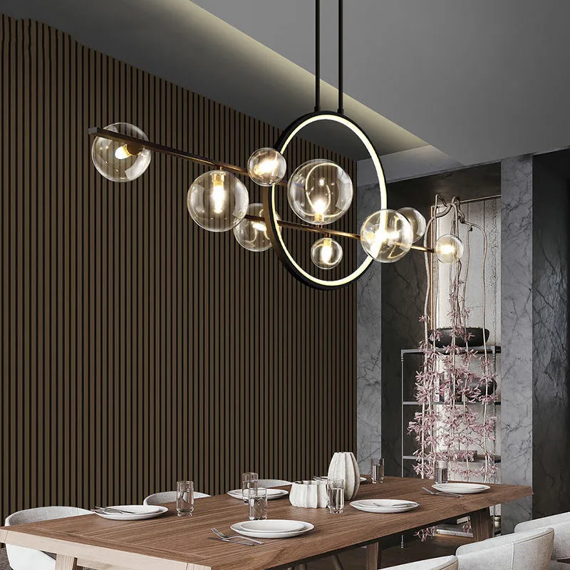 Nordic Modern LED Chandelier Novelty Glass Bubble Pendant Lamp Dining Room Hanging Light Kitchen Bar Lamp Home Decor