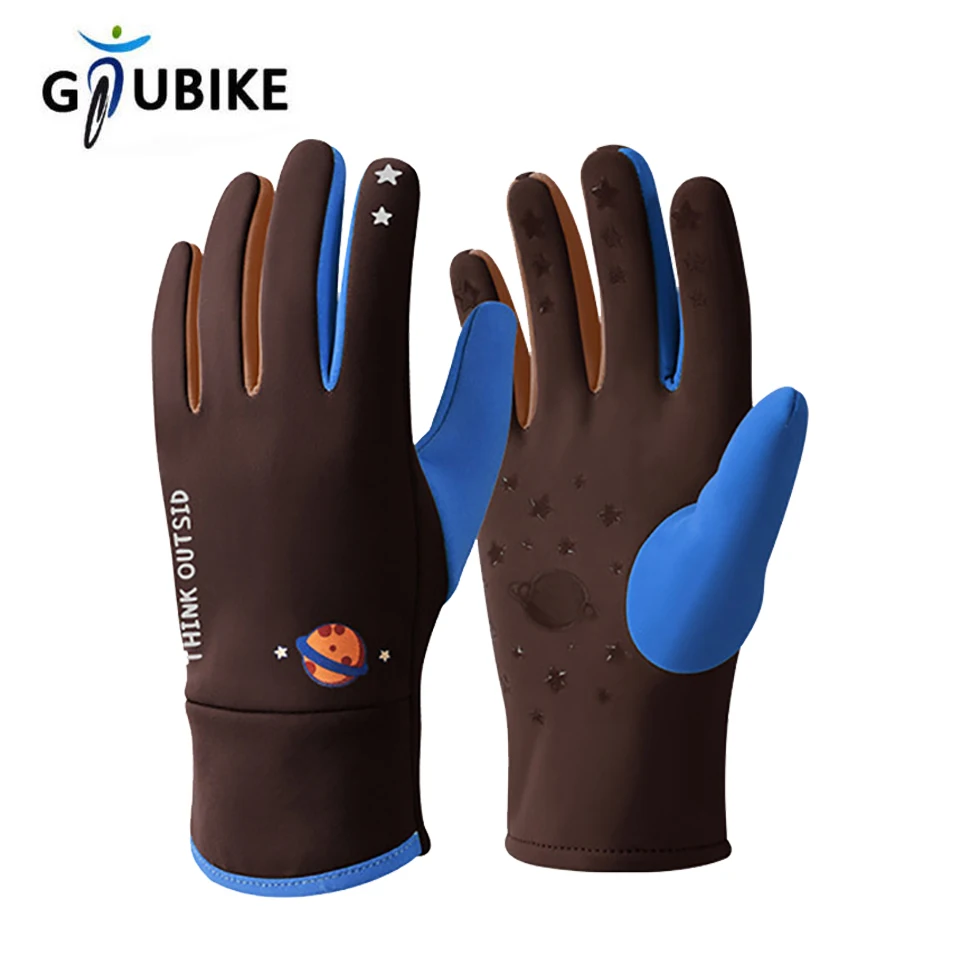 

GTUBIKE детские спортивные перчатки для бега, велосипедные зимние термоперчатки для мальчиков и девочек, ветрозащитные уличные противоскользящие теплые перчатки для детей 7-13 лет