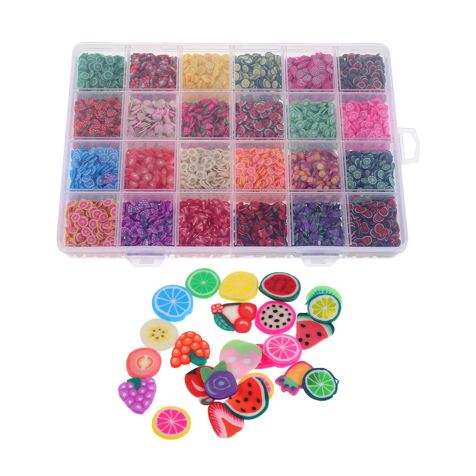 

24 Grids Soft Clay Fruit Nail Art Decoration Fruit Polymer Clay Slices DIY Manicure Lip Gloss Cellphone Making Supplies Nail