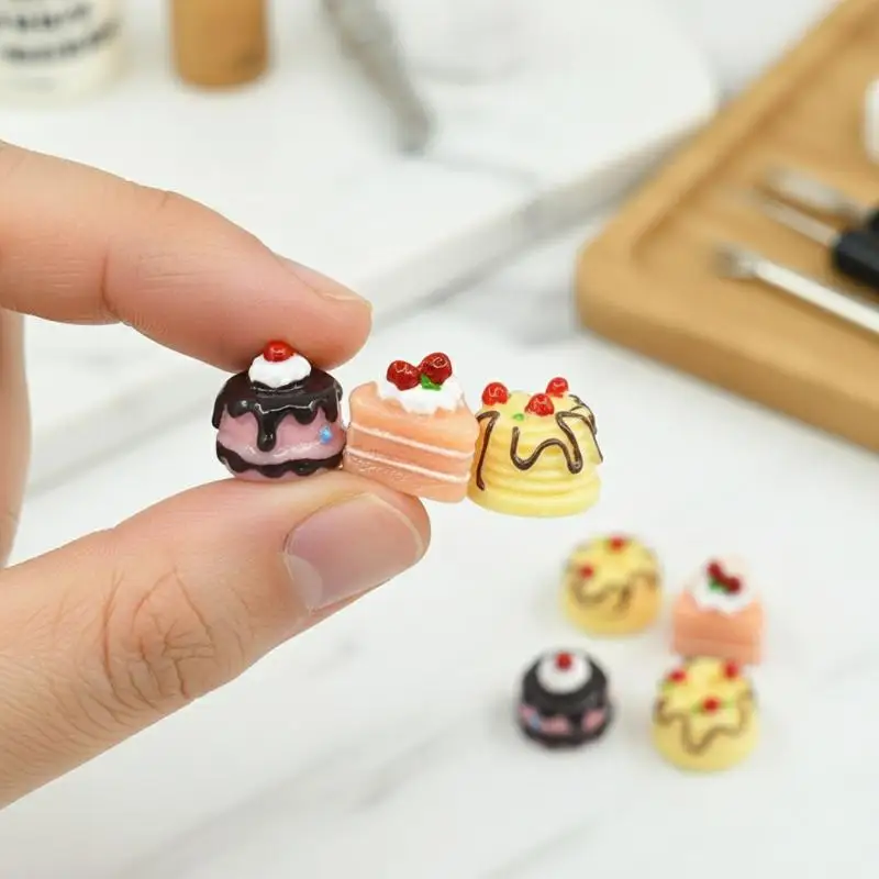 6pcs Miniature Dessert Cakes for Dollhouse Bakery Design and Toy Food Collectors