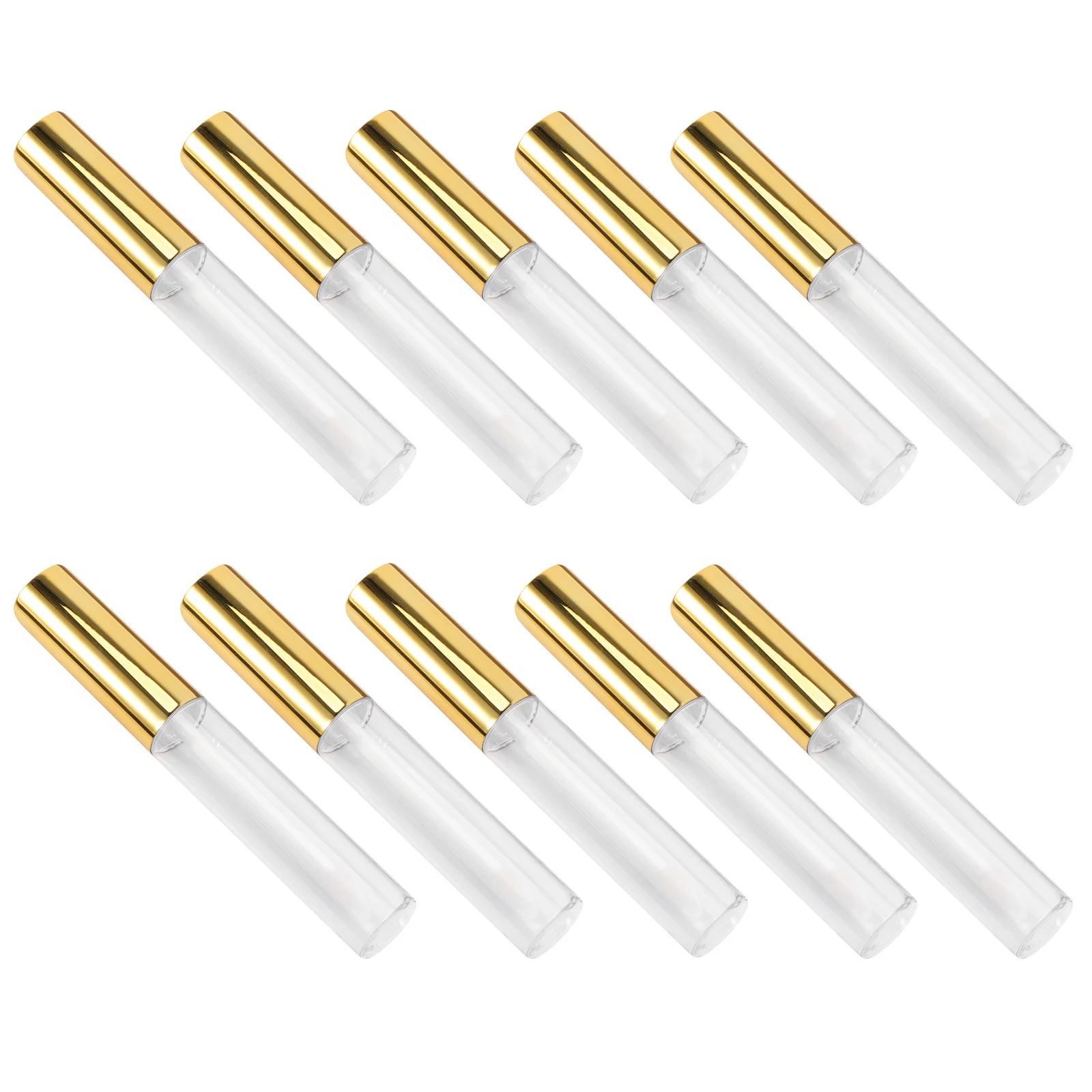 10 قطعة أنبوب ملمع الشفاه تصميم دائري شفاف مادة ممتازة محمولة للسفر حاوية بلسم الشفاه الفارغة