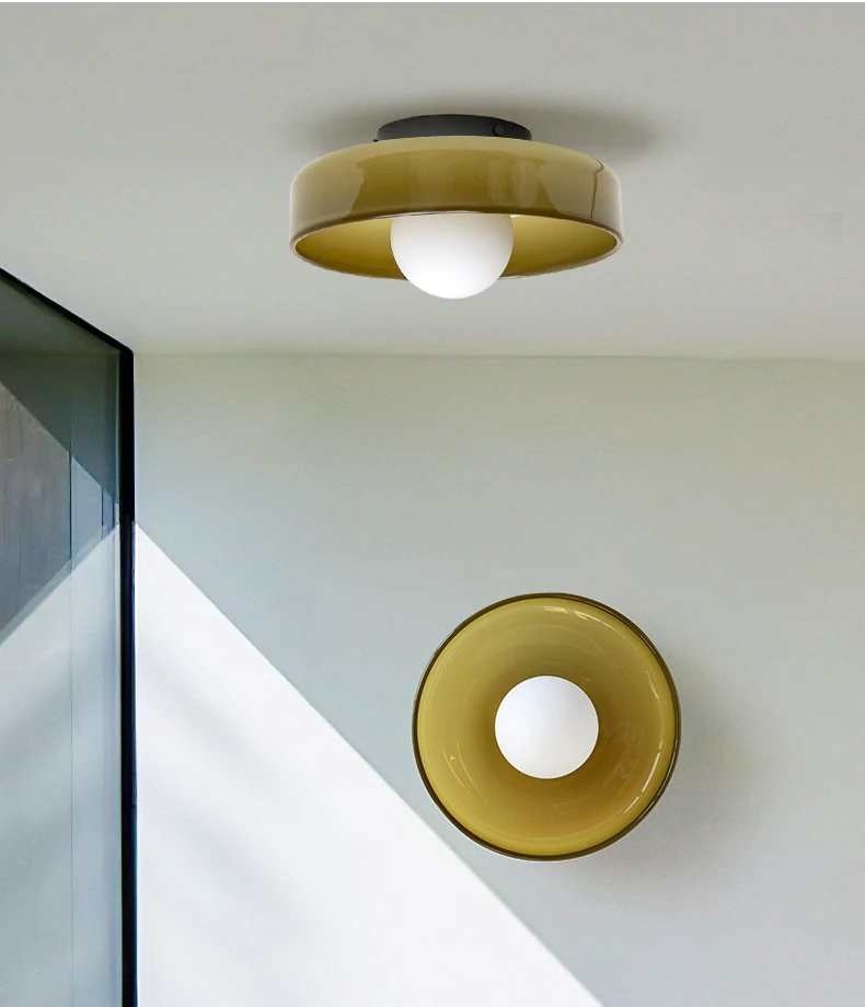 Modern Vintage Glass Ceiling Light Hallway Balcony Kitchen Light Bedroom Ceiling Light Multi-Colored Glass