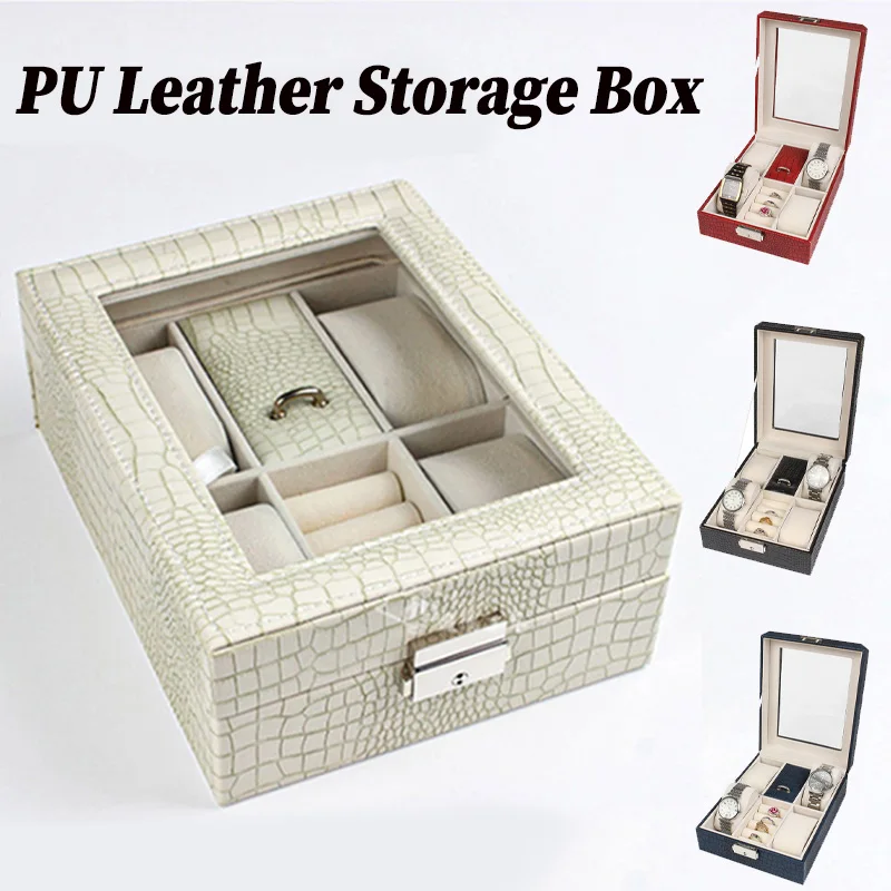 

Коробка-органайзер для часов и украшений, дорожный футляр из искусственной кожи для хранения колец, серег, браслетов, часов, шкатулка для ювелирных изделий, подарочная упаковка