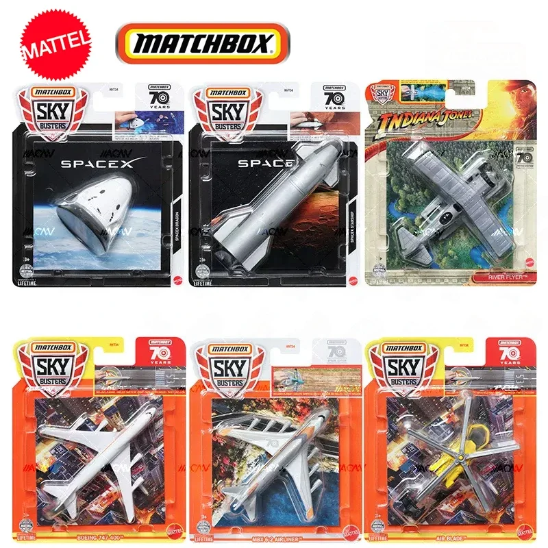 Mattel-coche Matchbox Sky Buster 1/64 Original para niños, juguetes SpaceX Starship MBX Stunt Plane Boeing 747-400 Airbus Twin Engine Blaze