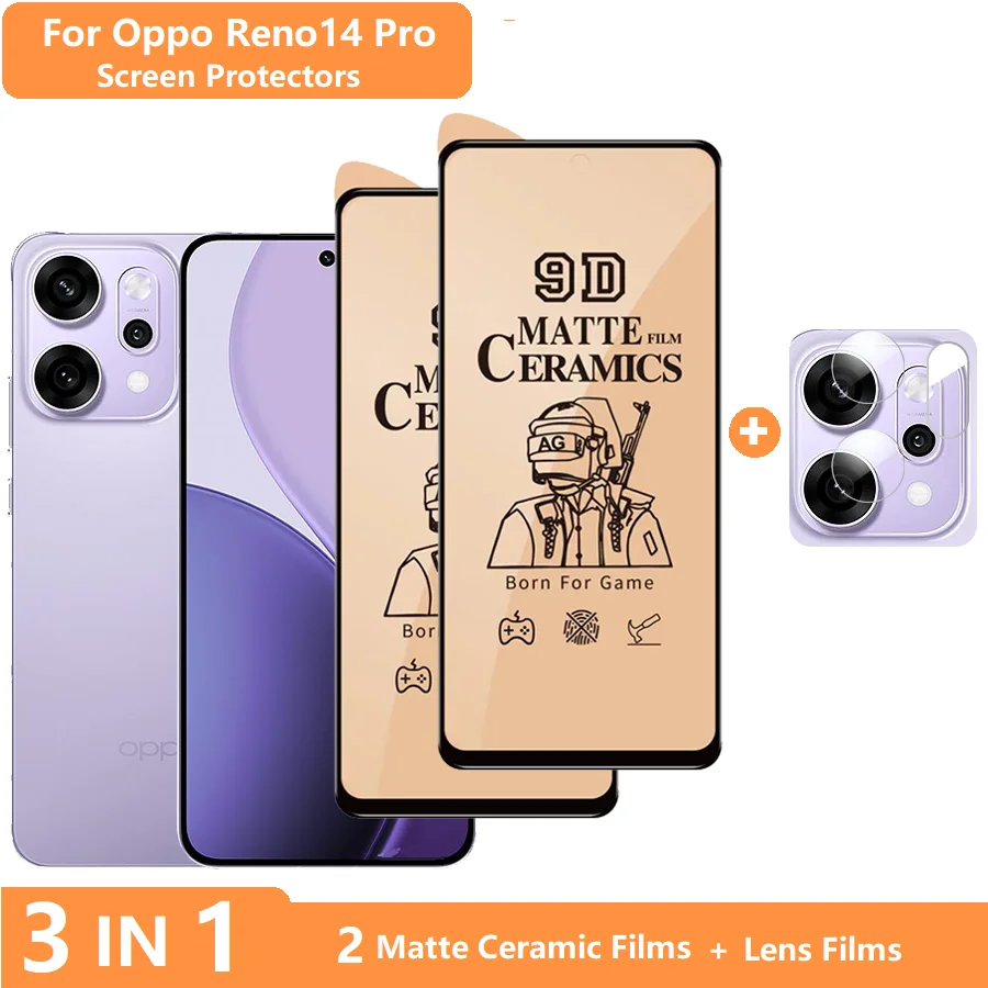 

3 in 1 For OPPO Reno 14 pro Screen Protector Oppo Reno14pro Soft Ceramic Matte Films +Lens Film Anti-fingerprint Anti Scratch