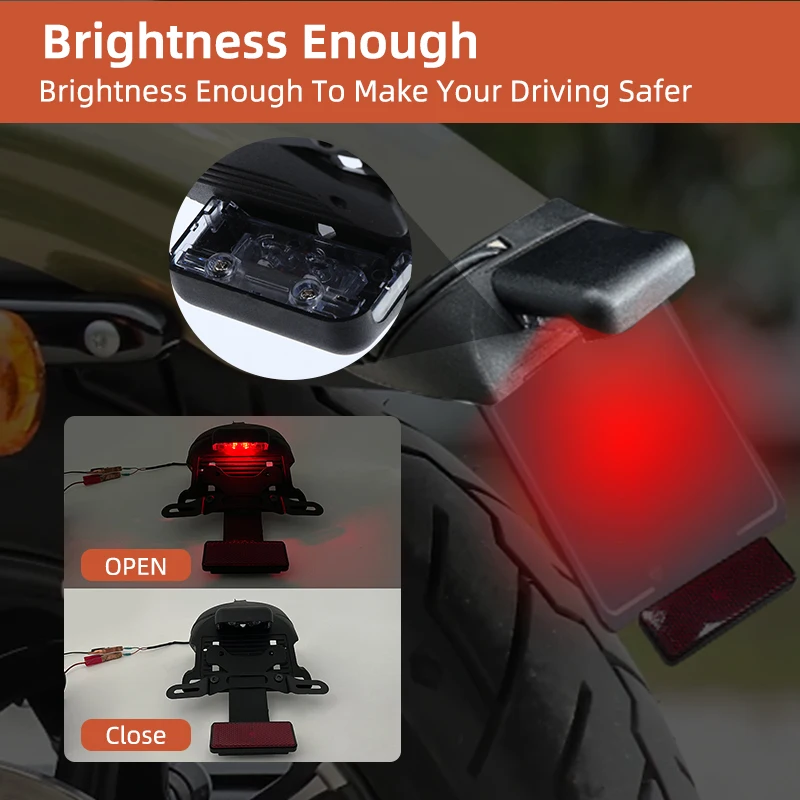 Motorcycle License Plate Kit Rear Fender LED Display Bracket With Light For Harley Sportster XL883 XL1200 Iron 883 XL 1200 X48 view 3