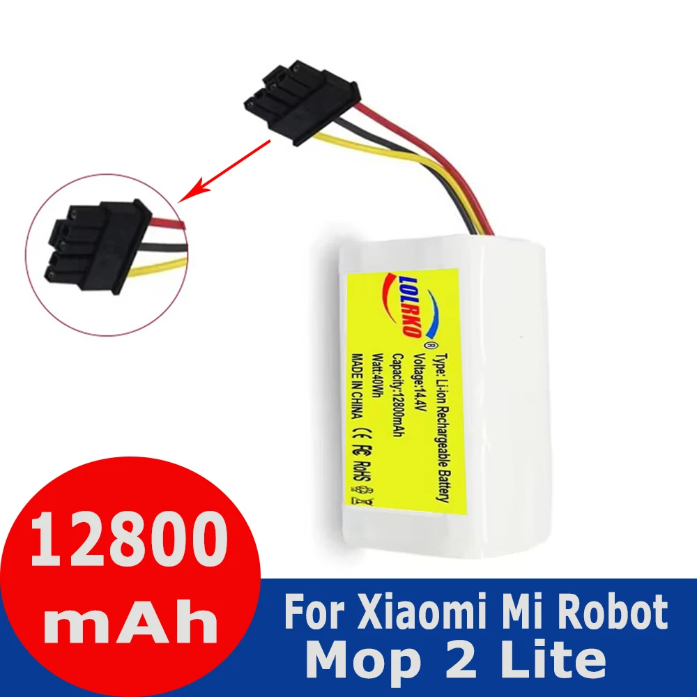 

14.4V 14.8V 12800mAh Rechargeable Li-ion Battery Pack For Xiaomi Mijia Mi Robot Mop 2 Lite Sweeper Vacuum MJSTL Wholesale