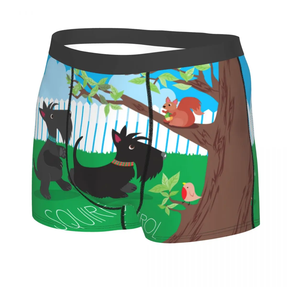 Funny Squirrel Patrol And Scottish Terrier Underwear Men Sexy Printed Scottie Dog Boxer Shorts Panties Briefs Soft Underpants