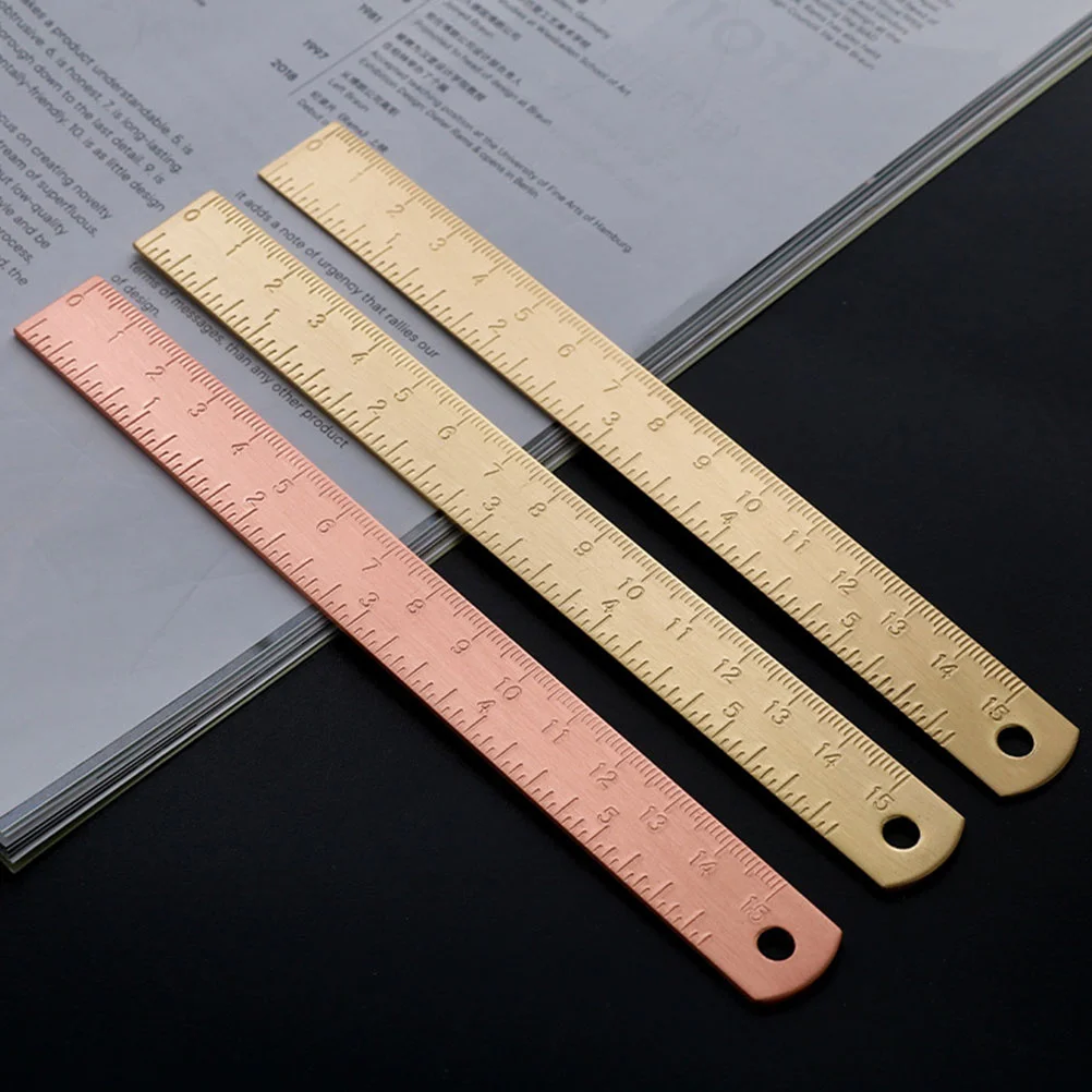 2 Pcs Brass Ruler Vintage Drawing Household Bookmark Multi-function Portable Straight