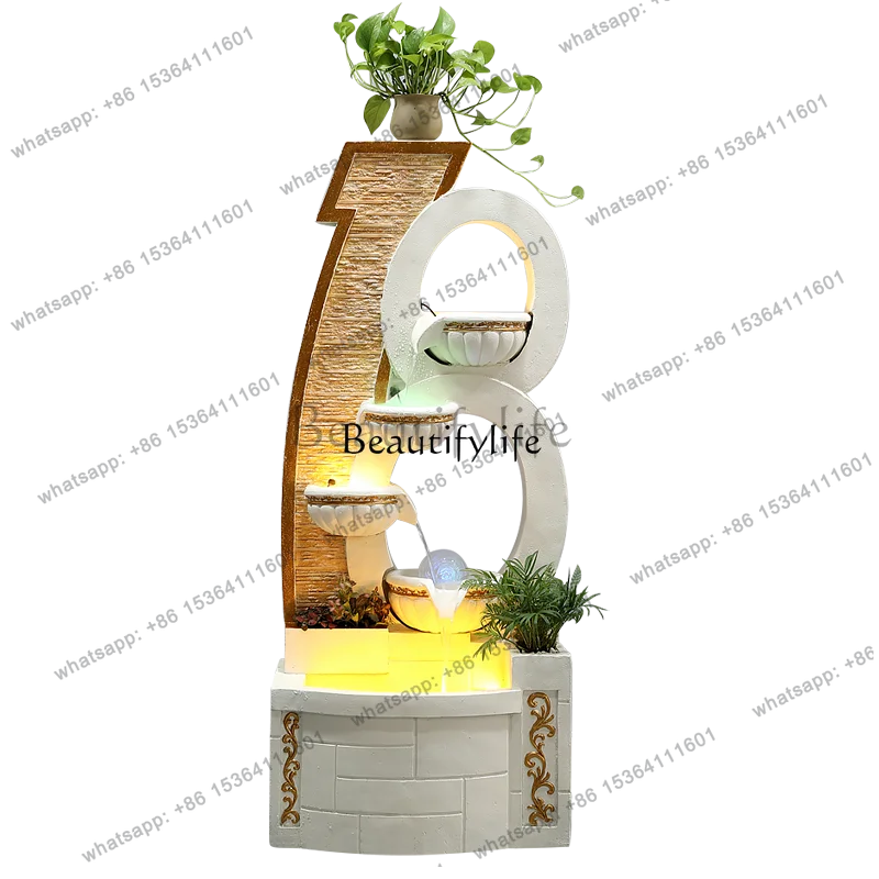 JJ Europeanstyle running water fountain entrance floortoceiling generating wealth ornament circulating water