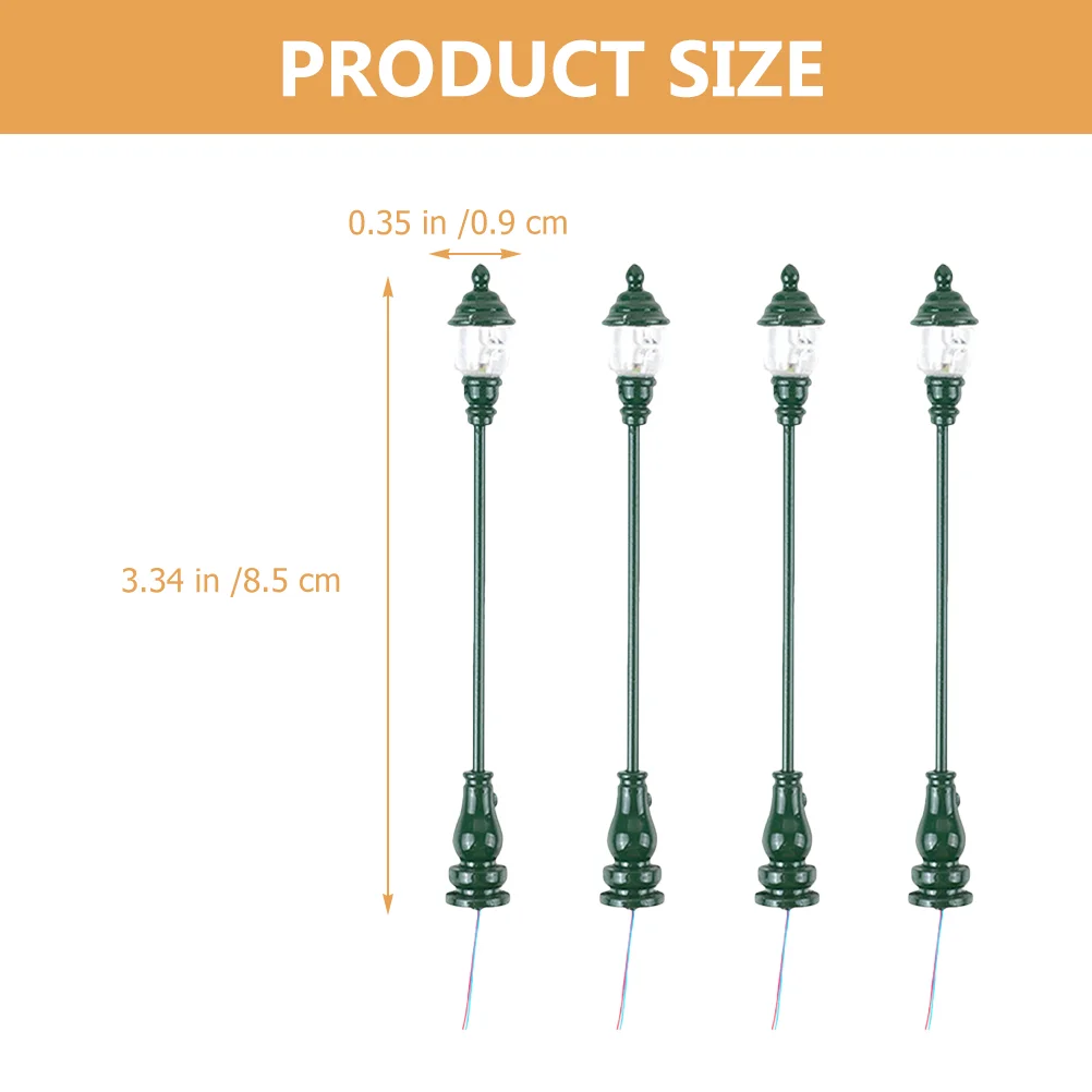 4 Pcs Miniature Park Lamp Model Solar Garden Light Outdoor Decorative Yard Lamp for Toy House Mini Street Light Stainless