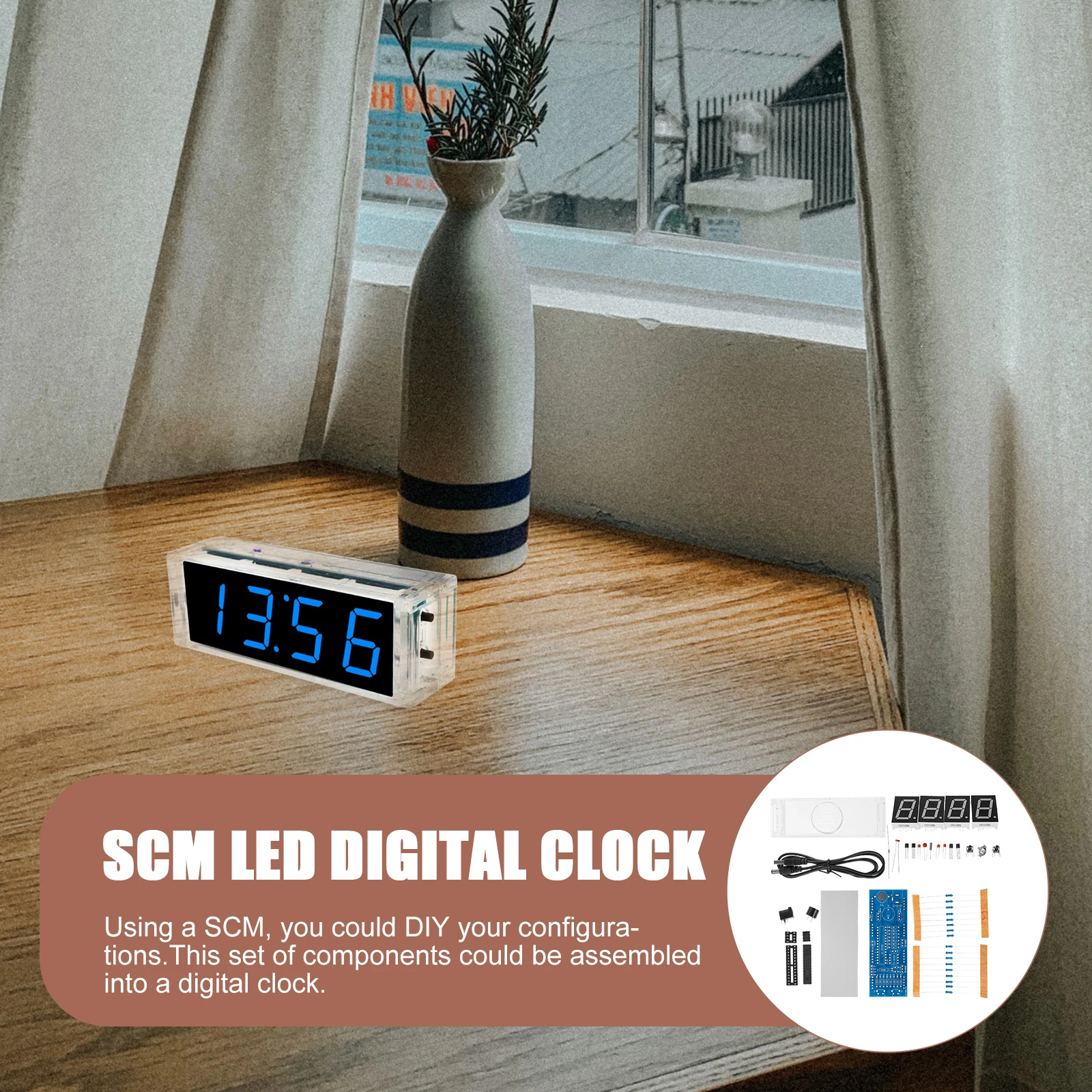 

Digital Clock Kit SCM LED Wall Clocks Operated Microchip DIY Premium Material Easy Use Health Safe