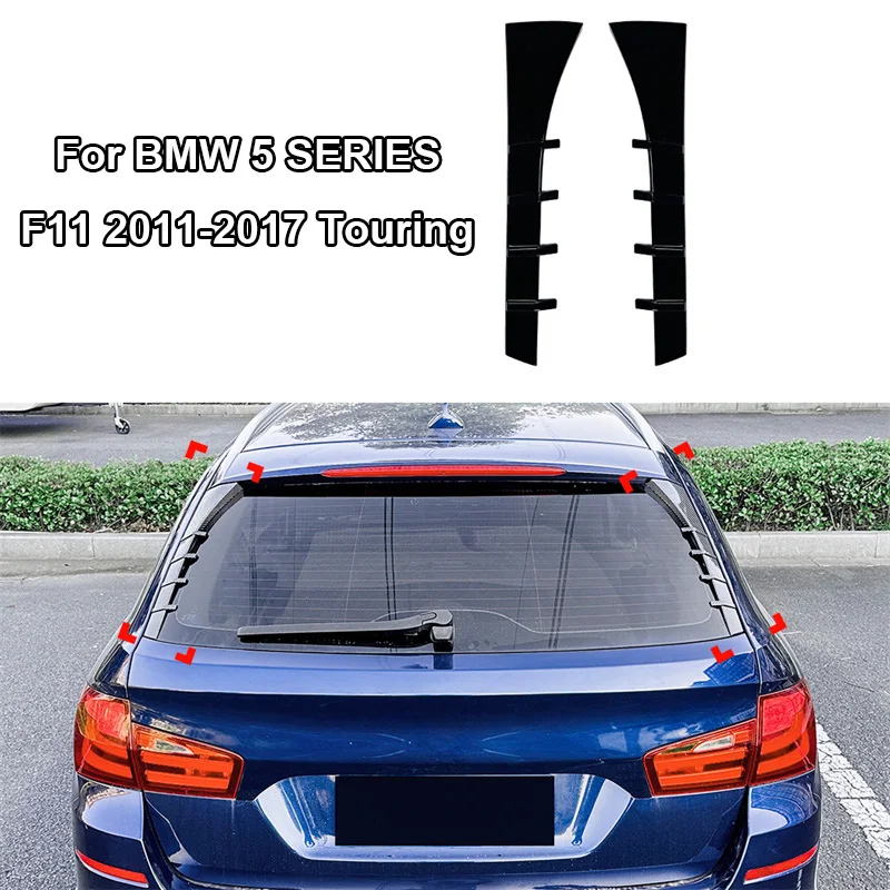 For BMW 5 SERIES F11 Touring 2011 - 2017 Tail Trunk Window Spoiler wings Glossy Black Rear Window Side Spoiler Lip Wing 2016