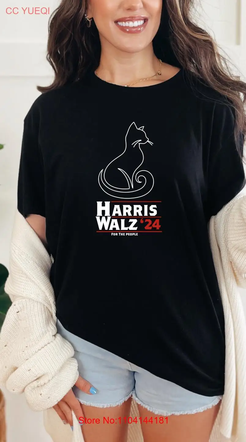 

Футболка Harris Walz 2024, футболка CaT Tim Kamala DemocraT для людей ViceΔT, длинные или короткие рукава