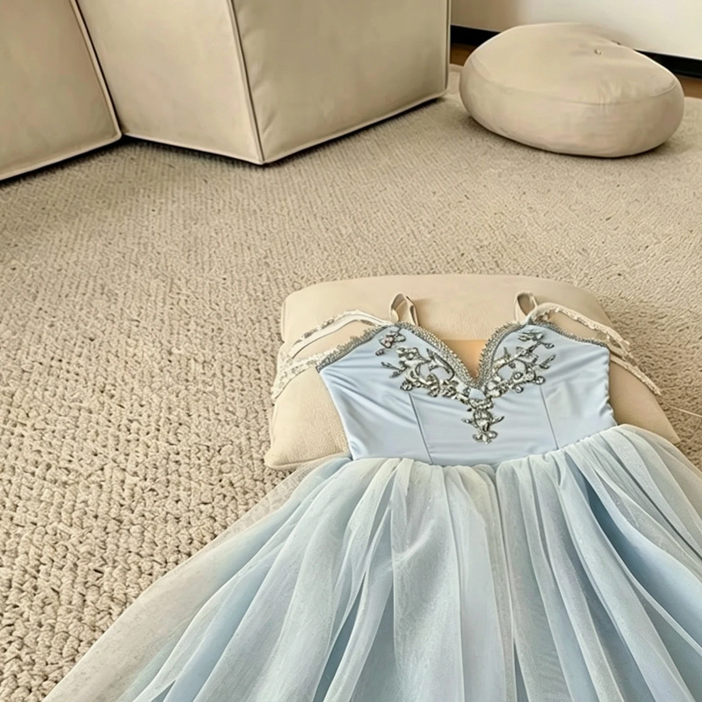 Girls Pearl Strap Light Blue Ballet Tutu Dress Sparkle Tulle Skirt Child Stage Performance Ballerina Dance Competition Costome