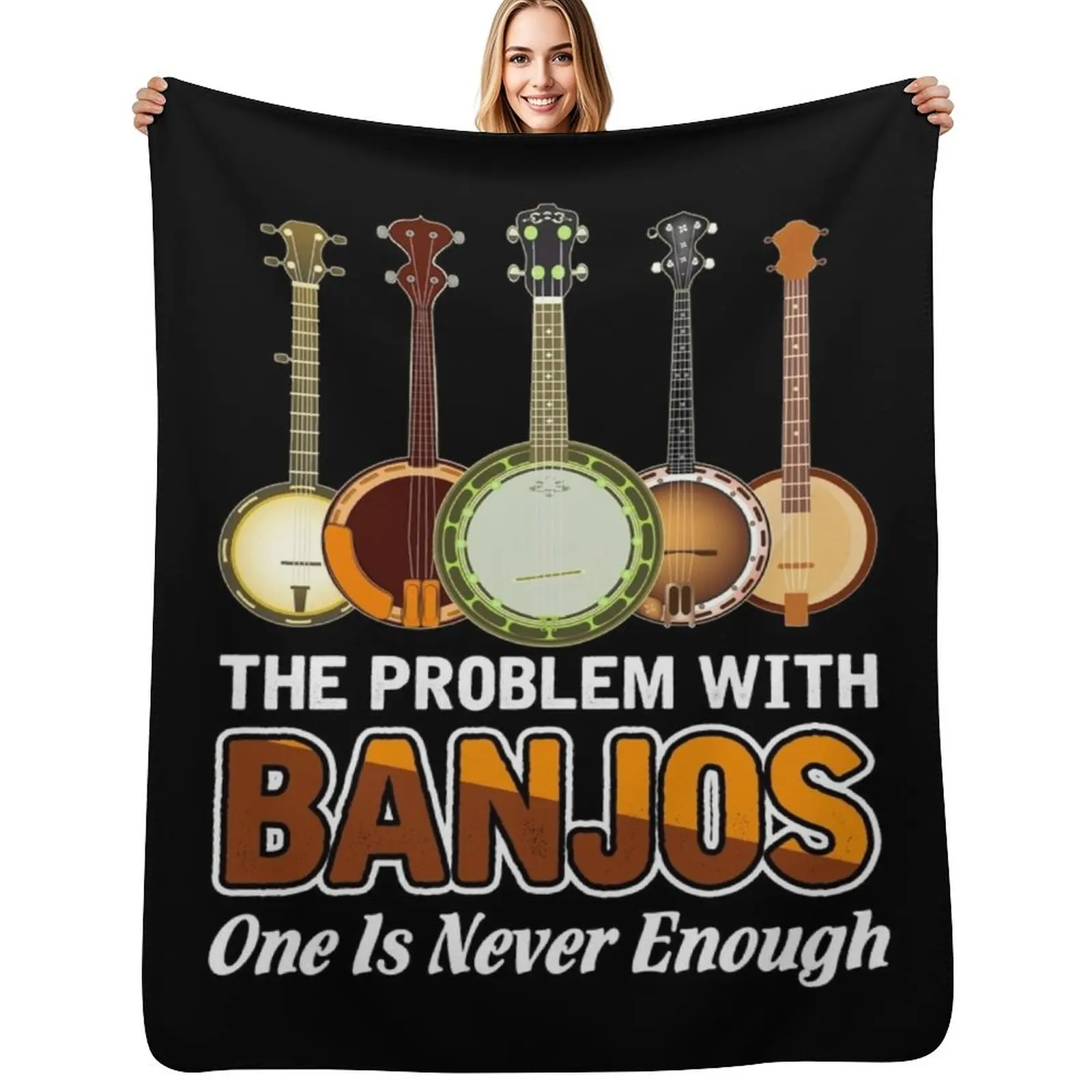 

Funny Banjos Throw Blanket Warm Accent Blanket for Living Room Decoration