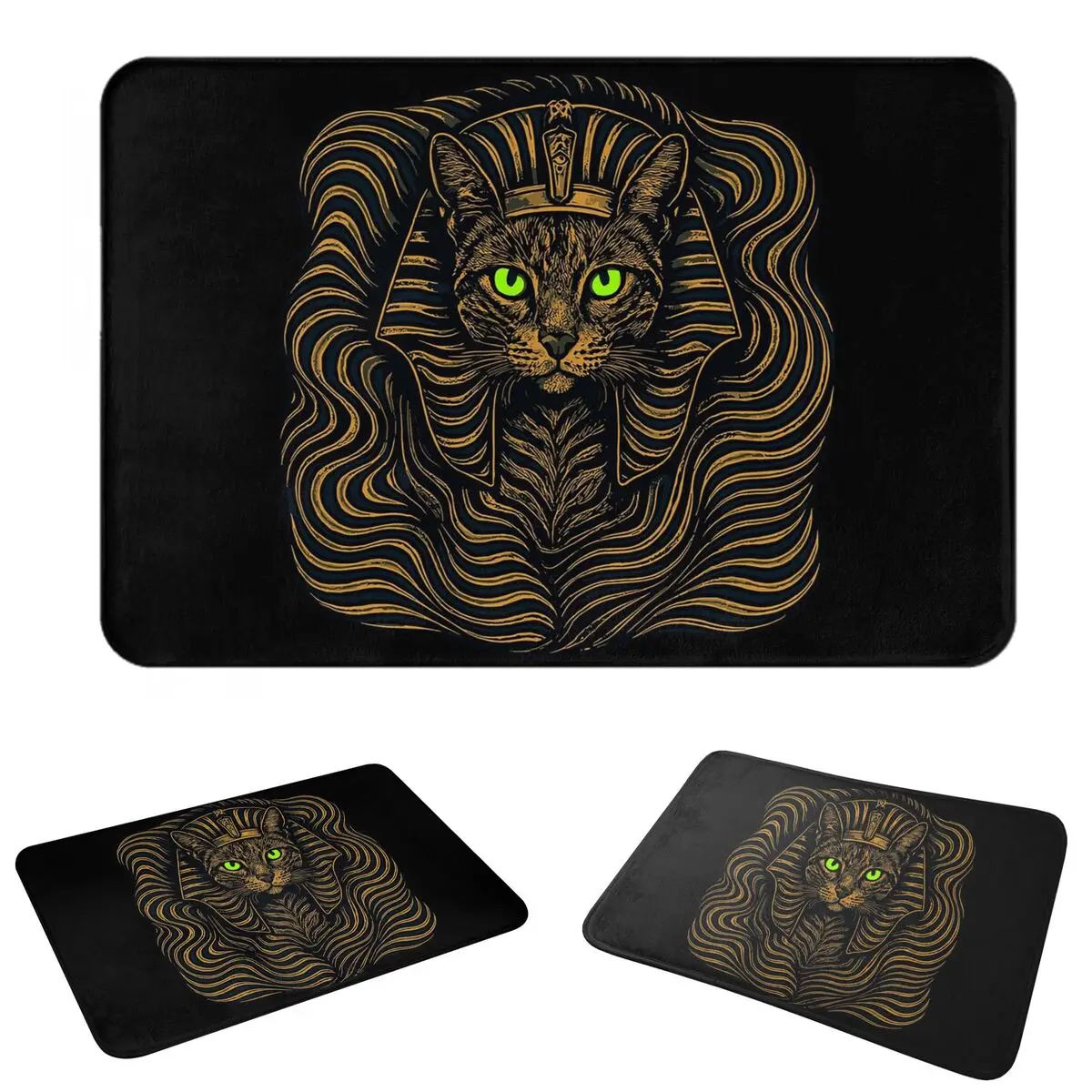 Egyptian Mythology Black Cat Non-slip Doormat Floor Mat Dust-proo Carpet Rug for Kitchen Entrance Home Living room Footpad Mats
