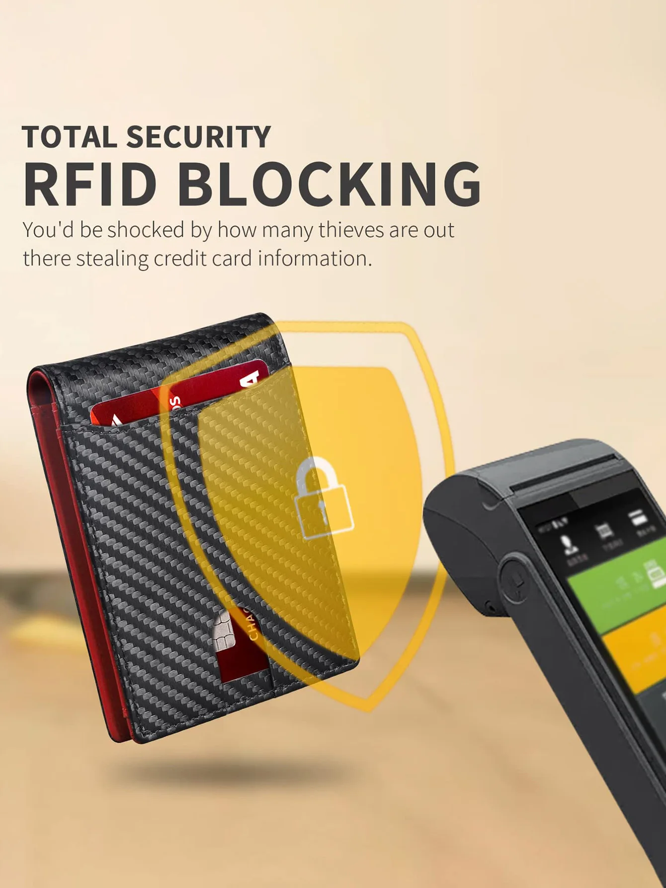 Men's Ultra-Thin RFID Double Fold Wallet Minimalism Carbon Fiber Pattern UltraThin Card Holder Fashionable Wallet,with ID Window