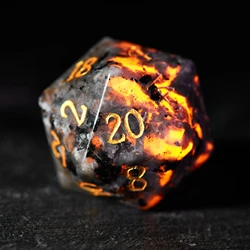 Juego de dados de roca volcánica de resina sólida, piedra de llama DND, dados poliédricos de múltiples caras para juego D & D, mesa de RPG COC, 7 Uds.