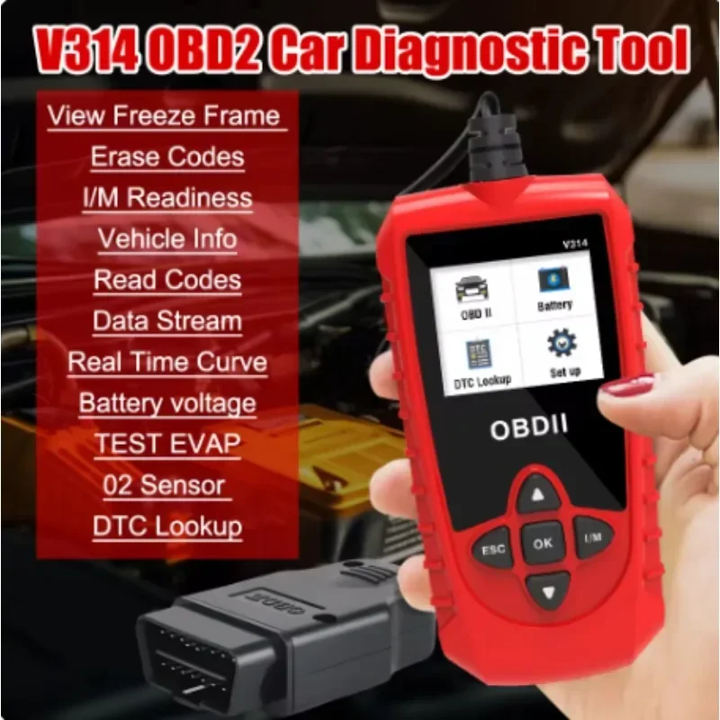 Universal Car OBDII Scanner - Automotive Diagnostic Tool with Onboard Code Reading & Flaw Detection (V314)