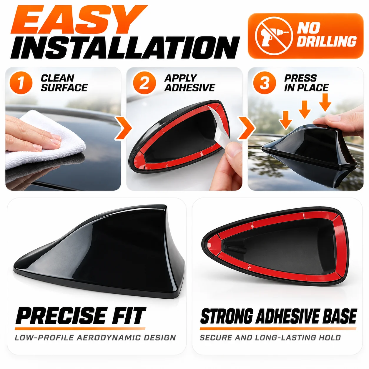 Car Shark Fin Radio Antenna Universal FM Signal Aerial Exterior Styling Replacement Accessory