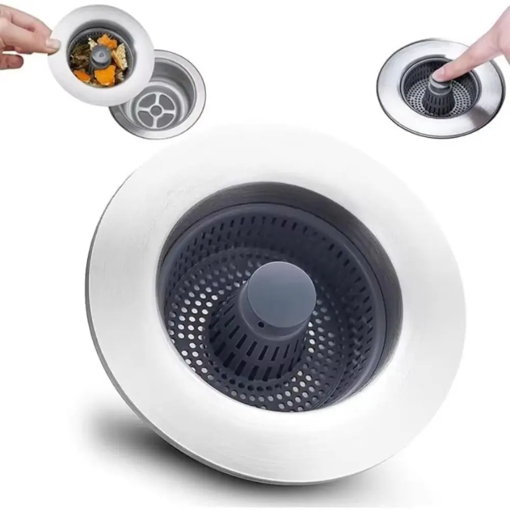 

New 3 in 1 Filter Sink Leak-proof Plug Stopping Blockage Sink Strainer Bouncing Core Kitchen Tool Drain Basket