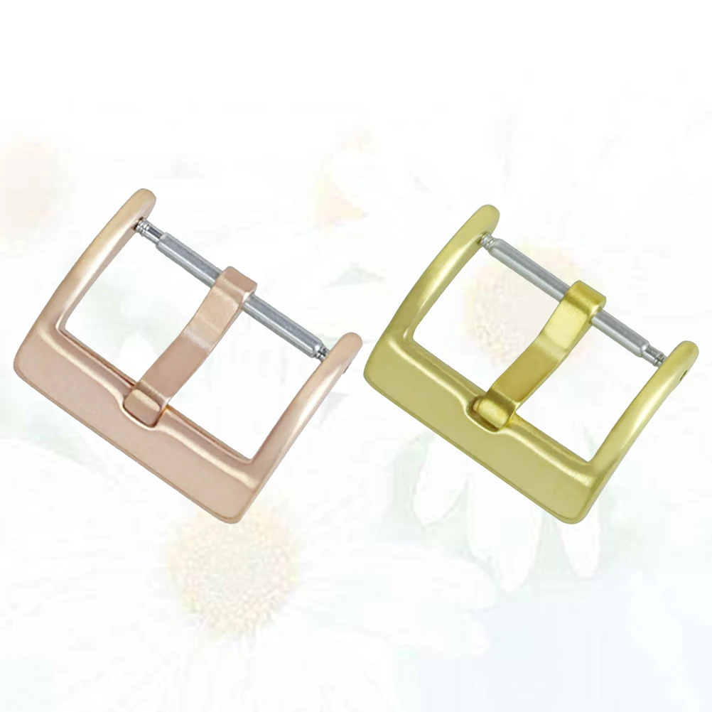

2 Pcs Stainless Steel Buckle Watch Straps for Men Thin Gold Bands Accessories Clasp Metal