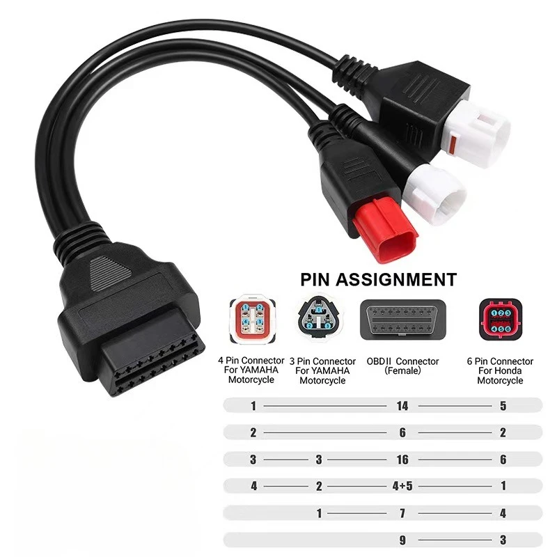 

New Arrive for Yamaha/Honda Motorcycle OBD2 Plug 3PIN 4PIN 6PIN to Female Diagnostic Cable Motorcycle Cables OBD Adapter Cable