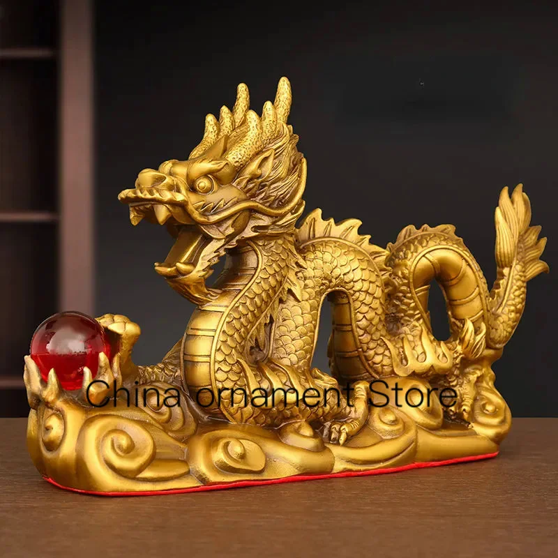

Pure Copper Feng Shui Dragon Ornaments Home Office Decoration Auspicious House Home Crafts Decorations