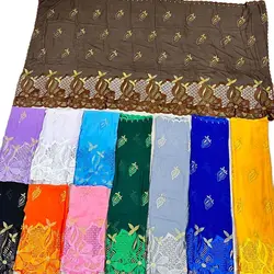 New Style African Women Scarfs Muslim Embroidery Heavy Cotton Scarf Big Size Scarf With Beads For Shawls Embroidery echarpe